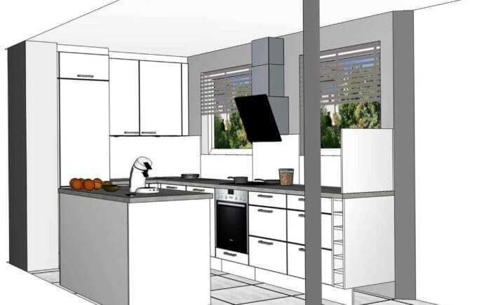 Visualisierung Einbauküche - Mietwohnung - Stuttgart Nord